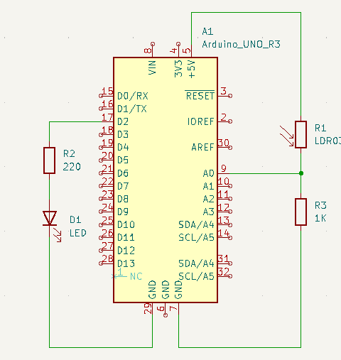 Esquema electrónico para realizar el análisis de los datos de la fotoresistencia con matplotlib