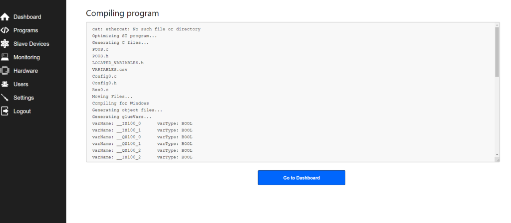 Pantalla programa compliando, Como conectar OpenPLC y Factory.io