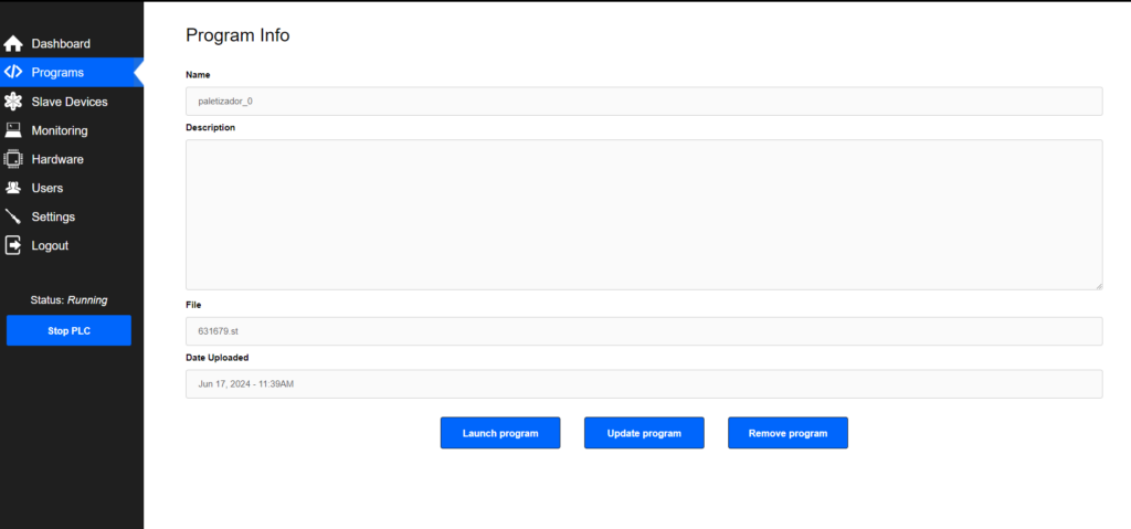 Pantalla compilación de programas, Como conectar OpenPLC y Factory.io