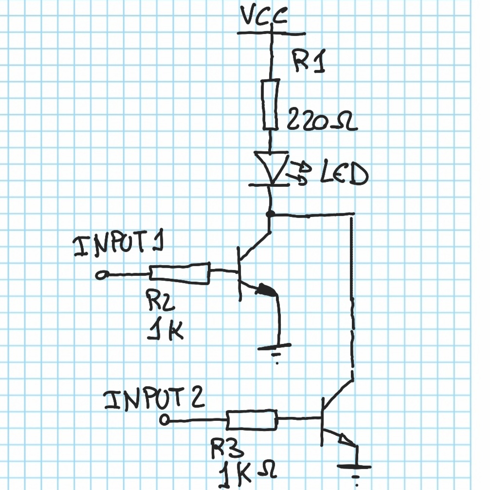 Esquema Compuertas lógicas con transistores OR